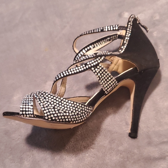 Jimmy Choo Strappy Black and Silver Heels - Picture 4 of 13